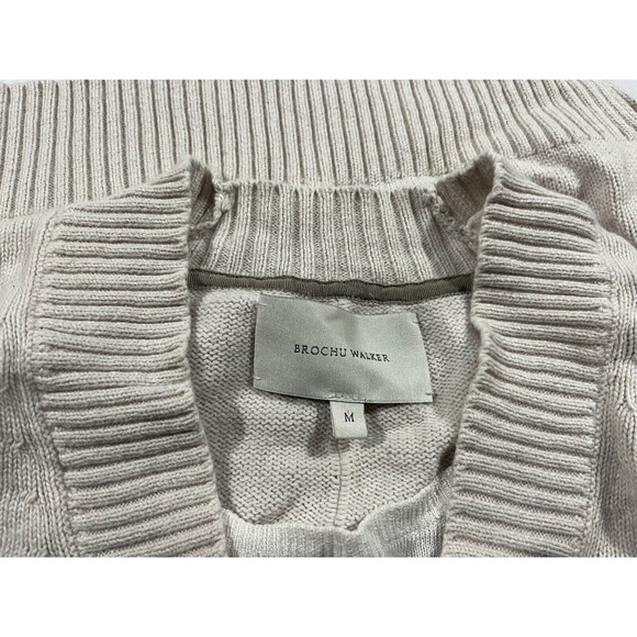 BROCHU WALKER Women’s Sweater Knit Ivory Cotton Cashmere Layered V Neck Sz M - Picture 5 of 10